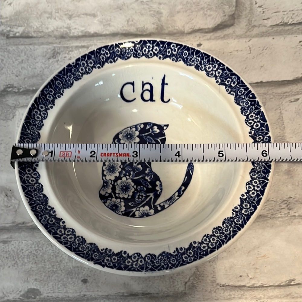 Norma Sherman Calico Cat dish Blue and White Cat Bowl England vintage - Picture 5 of 6